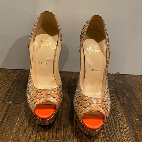 Christian Louboutin Python Open Toe Pump - Picture 2 of 6